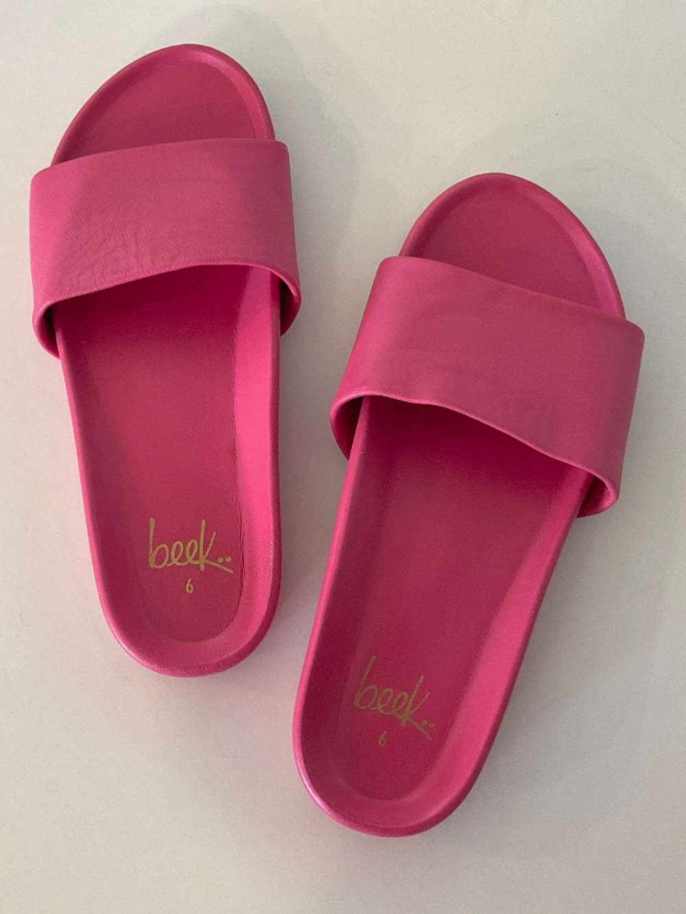 BEEK Gallito Slide Sandal in Pink Leather Size 6